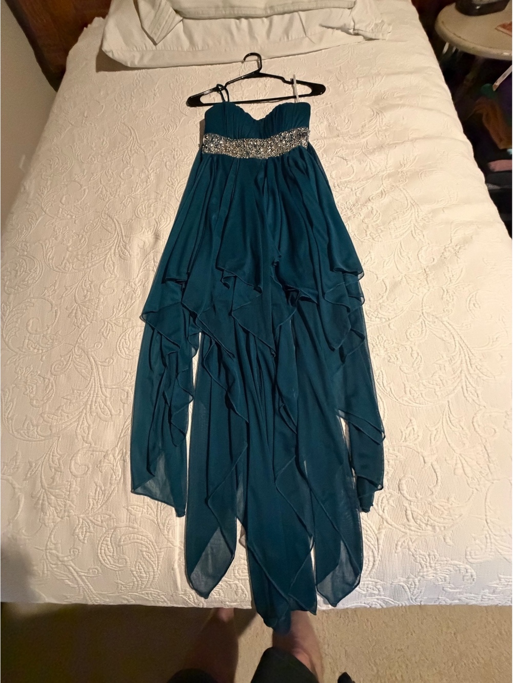 Camille La Vie Strapless Teal Dress Beaded Size 3/4